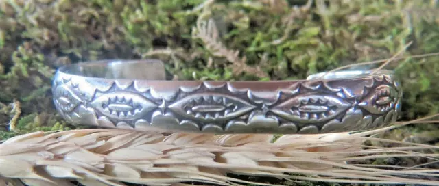 Rare Fishbone Pattern Nora Tahe Bill Navajo HEAVY Sterling Silver Ingot Bracelet