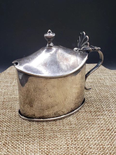 vintage A & J Zimmerman Sterling Silver and Glass Mustard Pot English Birmingham