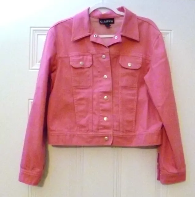 Pre-owned Ellen Tracy Pink Jean Jacket Sz 12