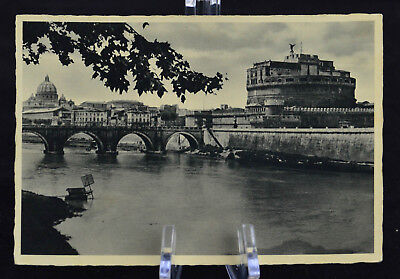 Postcard Roma Ponte e Castel Sant Angelo Rome Italy B&W