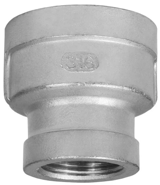 1-1/4" X 1" NPT Female Bell Reducing Coupling 316 Stainless Reducer Coupler