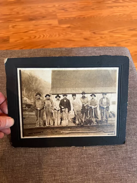 Antique Tough Looking Men w Tools Railroad Workers Cabinet Card Photo Charleston