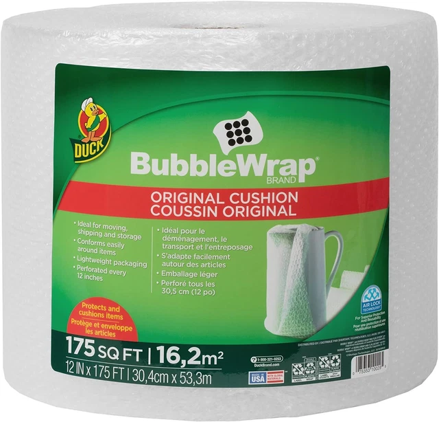 Duck Brand Bubble Wrap Roll, Original Bubble Cushioning Wrap for Packing, Shippi