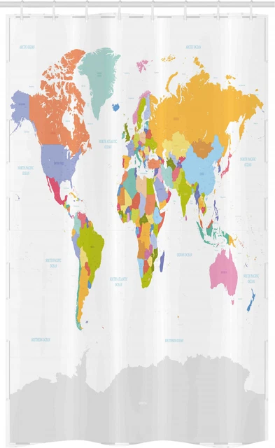 Tenda Da Doccia Mappa Del Mondo 180x198cm - Impermeabile Educativa Per Bambini Con Ganci, Blu Oceano - Foto 13