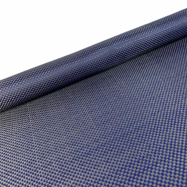 Plain Weave Blue Aramid Carbon Fiber Blended mixed Carbon cloth 50*100cm