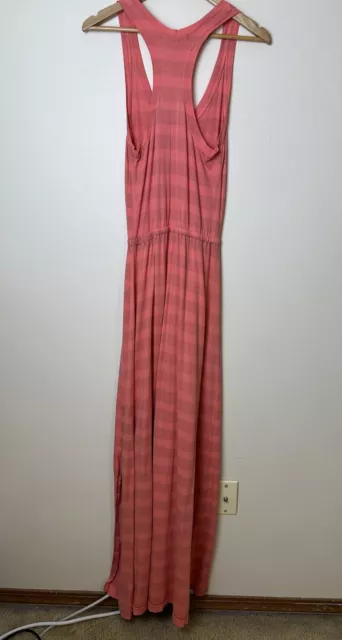 Alternative Womens Pink Stripe Racerback Maxi Dress Cinched Waist Size S 3