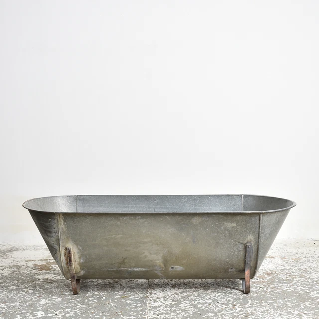 ANTIQUE VINTAGE LARGE Vintage Galvanised Zinc Bath Trough Planter -BD £ ...