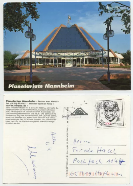 49121 - Planetarium Mannheim - Ansichtskarte, gelaufen 14.5.1997