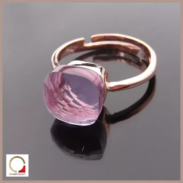 Anello solitario in argento 925 rosa da donna con Tanzanite misura regolabile