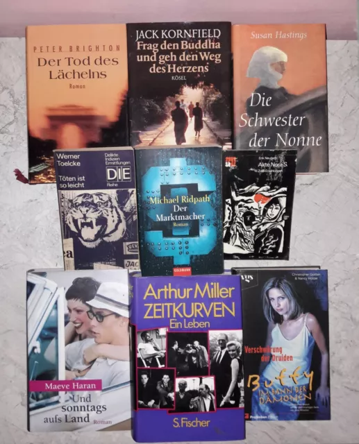 Bücher Konvolut Bundle 9 Stück Genre Mix Romane Sachbücher Biografie Krimi Buffy