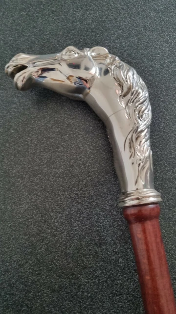 Bastone Da Passeggio In Legno Di Palissandro Con Manico In Ottone A Forma Di Cigno, Stile Vittoriano, 91 Cm