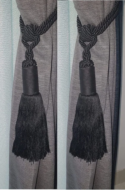 Beautiful Rayon TIEBACK for Curtain Black Set of 2