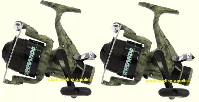 2 x Commando CAMO Freespool Carp Fishing Reels Bait, Switches 060 Size