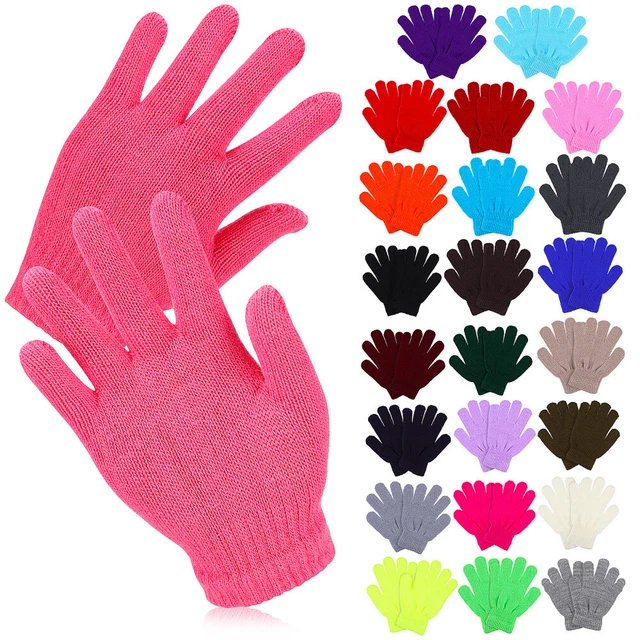 24 Paia Guanti Caldi Invernali Bambini Guanti Sci Pieno Dito Alunni Lavorati a Maglia