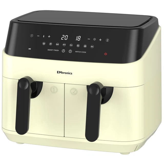 EMTRONICS DOUBLE BASKET Air Fryer Large Digital 9 Litre Dual with Timer