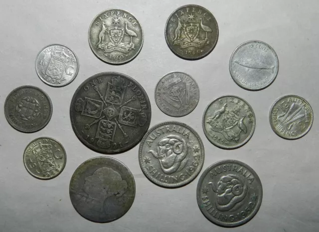 Lot Of 13 Silver Coins -  Australia & World