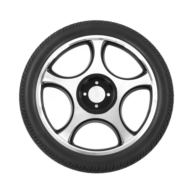 Rueda universal para silla de ruedas eléctrica de 16 in 4 orificios redondos aleación de aluminio PU sólido