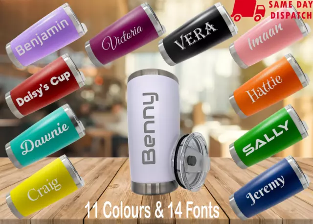 Engraved Name Travel Mug Cup Stainless Steel Vacuum Insulated Flask Thermal Hot