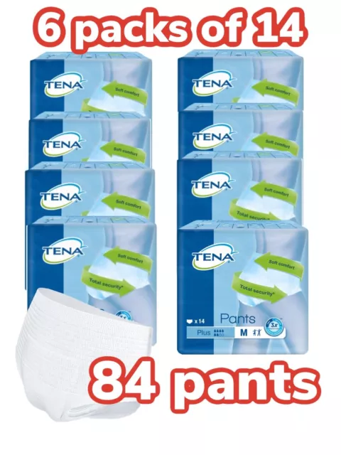 TENA Pants Plus Classic 6 Packs Of 14 Medium Incontinence Pull Up Adult Nappies