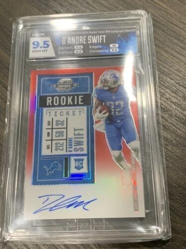 D'ANDRE SWIFT RC  2020 Contenders Optic ROOKIE TICKET AUTO RED HGA 9.5 GEM MINT~