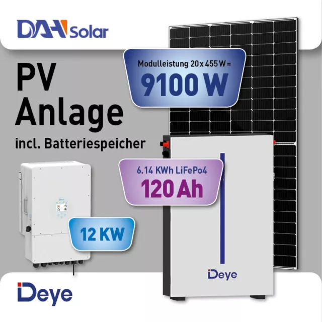 16KW PV/Solar Anlage 6.14KWh Speicher 3Phasen Wechselrichter 455W PERC  Module