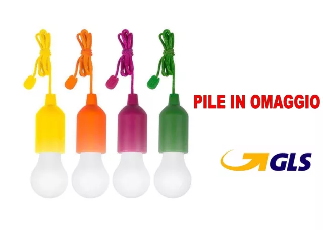 Lampadina A Click Colorata Corda Luce Bianca A Led Festa Campeggio Pile Incluse