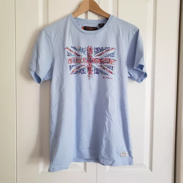 Ben Sherman Blue Cotton Mens Graphic T Shirt Matchstick UK Union Jack Flag M