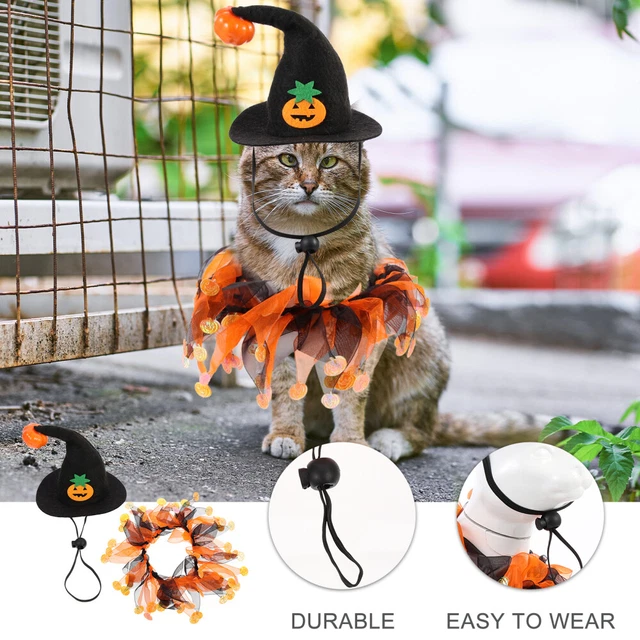 1 Set Halloween Haustierkostüm Lustige Katzenhut Katzenhund Schal Dekorative 10