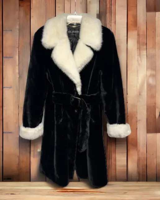 St. John Coat Collection by Marie Gray,  black FAUX FUR JACKET SIZE M