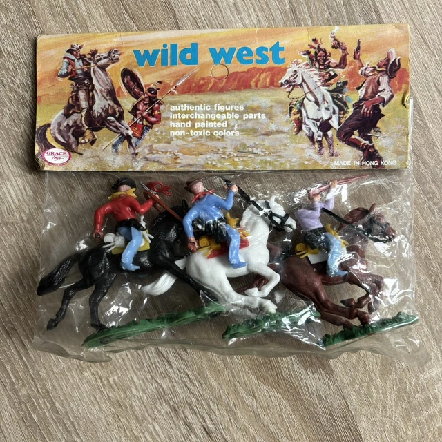 Sachet De Cow-boys Wild West – 1980 – Soldats Plastique Peints, Neuf (français)