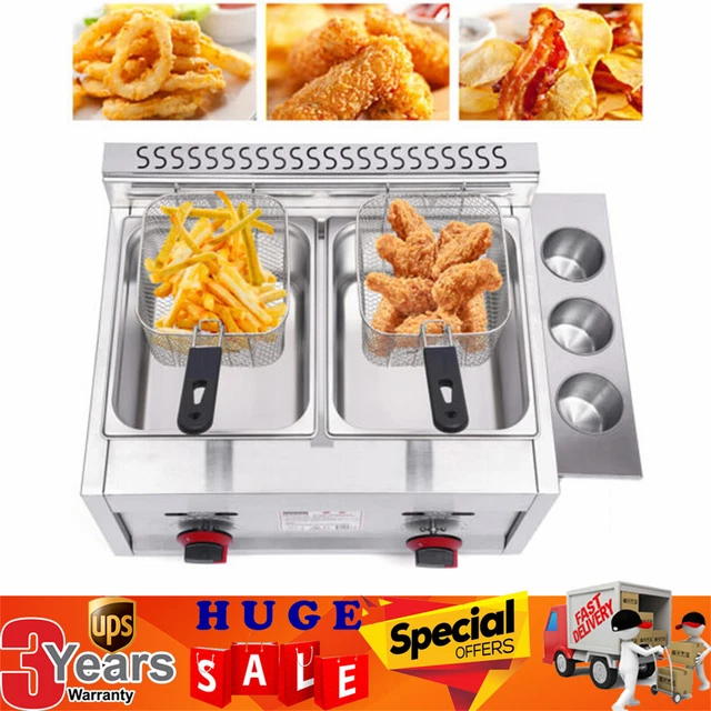 2 Basket Countertop Gas Fryer Deep Fryer Propane(LPG) Stainless Steel Commercial