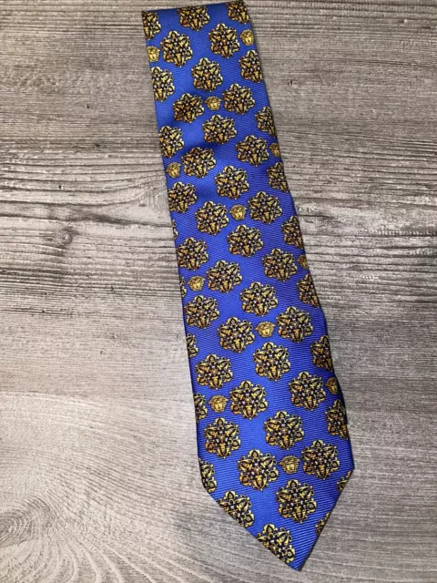 Gianni Versace Silk Tie Blue Medusa Head 90’s