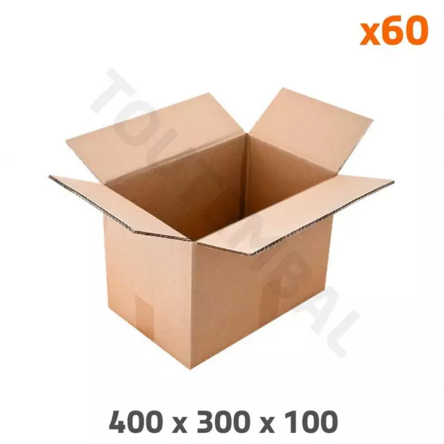 Caisse carton double cannelure 400 x 300 x 100 mm (par 60)