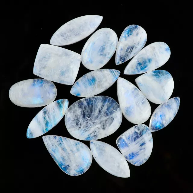 5pcs Rainbow Moonstone Cabochons Natural Gemstones Crystals Loose Stones Supply