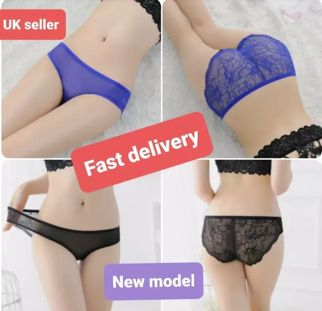 Womens Sexy Underwear See Through Lingerie Lace Mesh Briefs Panties Knickers