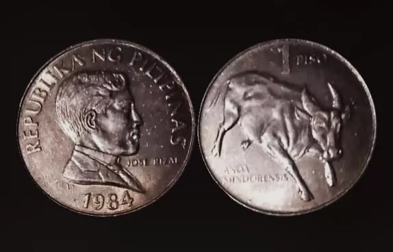 1984 Philippines One Piso Coin BONUS OFFERS Jose Rizal Horned Bull 1 Piso 2