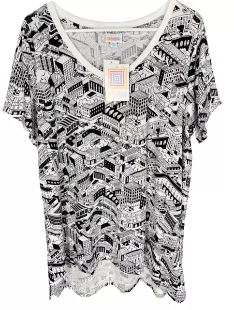 LULAROE 2XL Christy T - V-Neck Shirt City Design RARE Major Unicorn NEW NWT