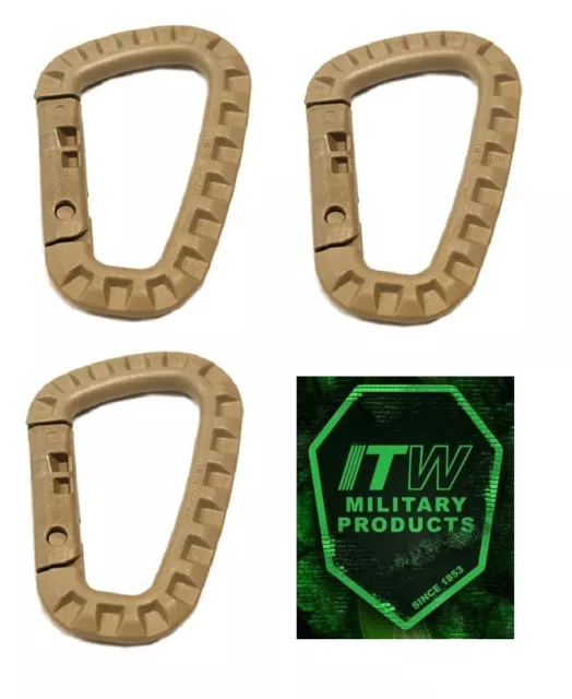 3 x ITW TAC LINK TACTICAL ABS TACLINK CARABINER MOLLE GhillieTEX MADE IN USA