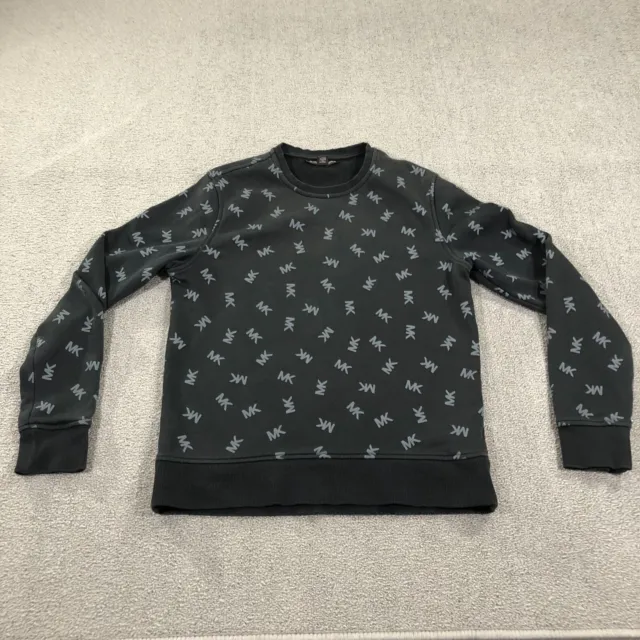 Michael Kors Sweatshirt Mens Small Black All Ove Print Logo Casual Pullover