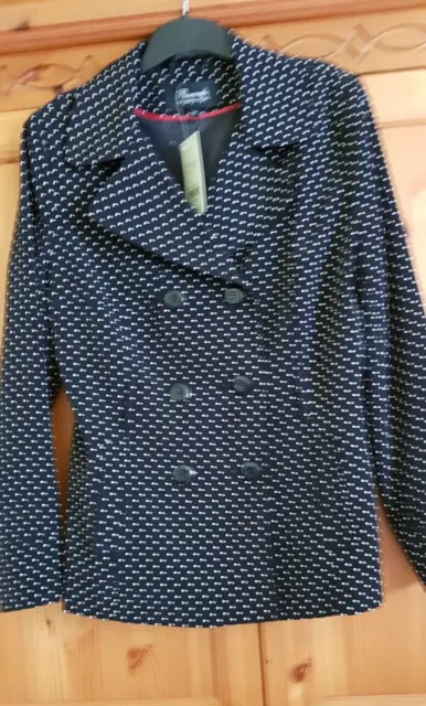 Black Polka Dot Double Breasted Jacket - Size 12