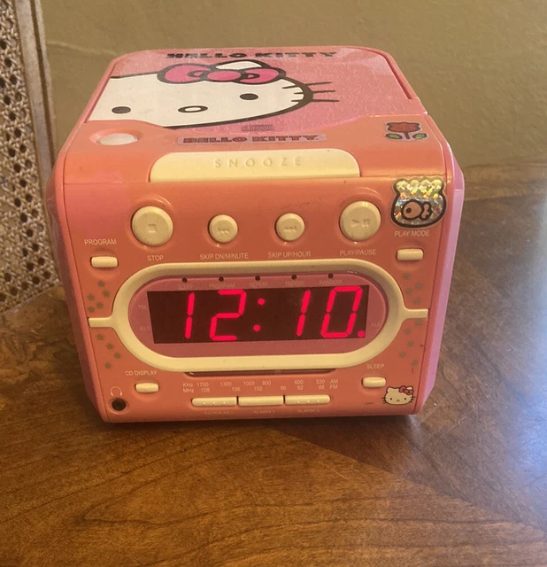 HELLO KITTY CD Player Stereo AM/FM Radio Sanrio Dual Alarm Clock READ