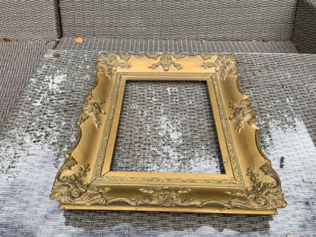 Antique / Vintage Rococo Baroque Gold Gilt, Gesso Detail Picture Frame, Medium