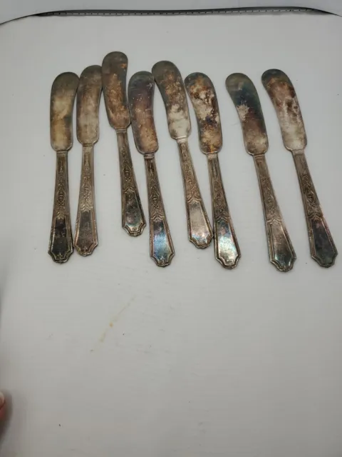 8 Individual Ancestral Flat Butter Knives 1847 Rogers Int’L Silver Plate