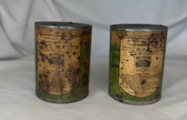 Antique Sheffield Sealect Evaporated Milk tin cans (2),1920’s advertising . 2