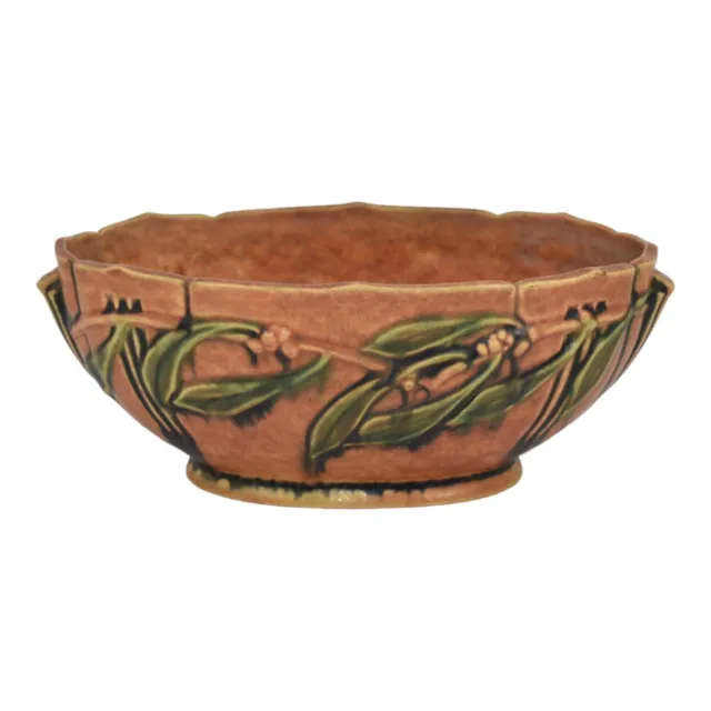 Roseville Laurel Red 1934 Vintage Arts And Crafts Pottery Ceramic Console Bowl