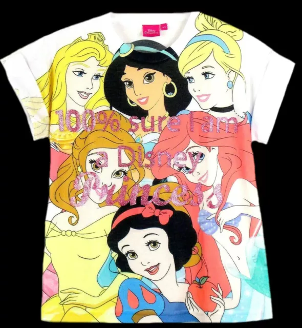 Princess 128 T- Shirt Glitzer Disney Arielle Cinderella Belle Jasmin Prinzessin