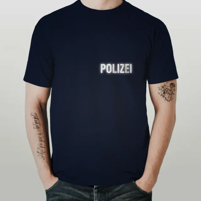 T-Shirt für Polizei Police Druck beidseitig Fan TShirt Fun Kult S-5XL 3