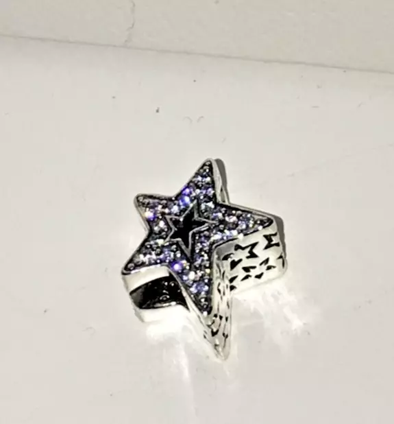 NEW Pandora Star Sterling Silver Charm With Clear Cubic Zirconia