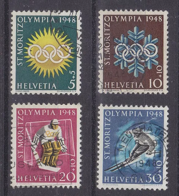 Schweiz 1948 Olymp. Winterspiele MiNr. 492-95x ⊙/gest ohne Falz- und Papierreste