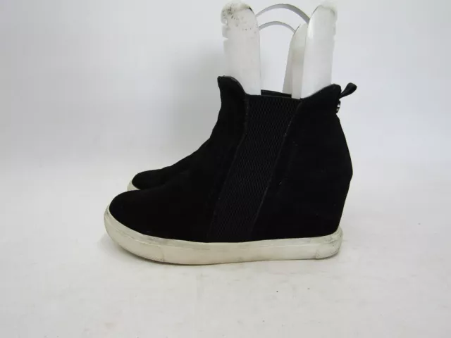 Steve Madden Womens Sz 7.5 M Black Suede Hidden Wedge Boots Sneakers Shoes
